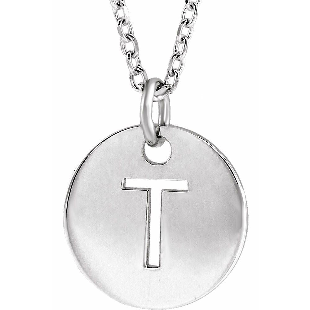 14K White Gold Initial 16-18" Necklace