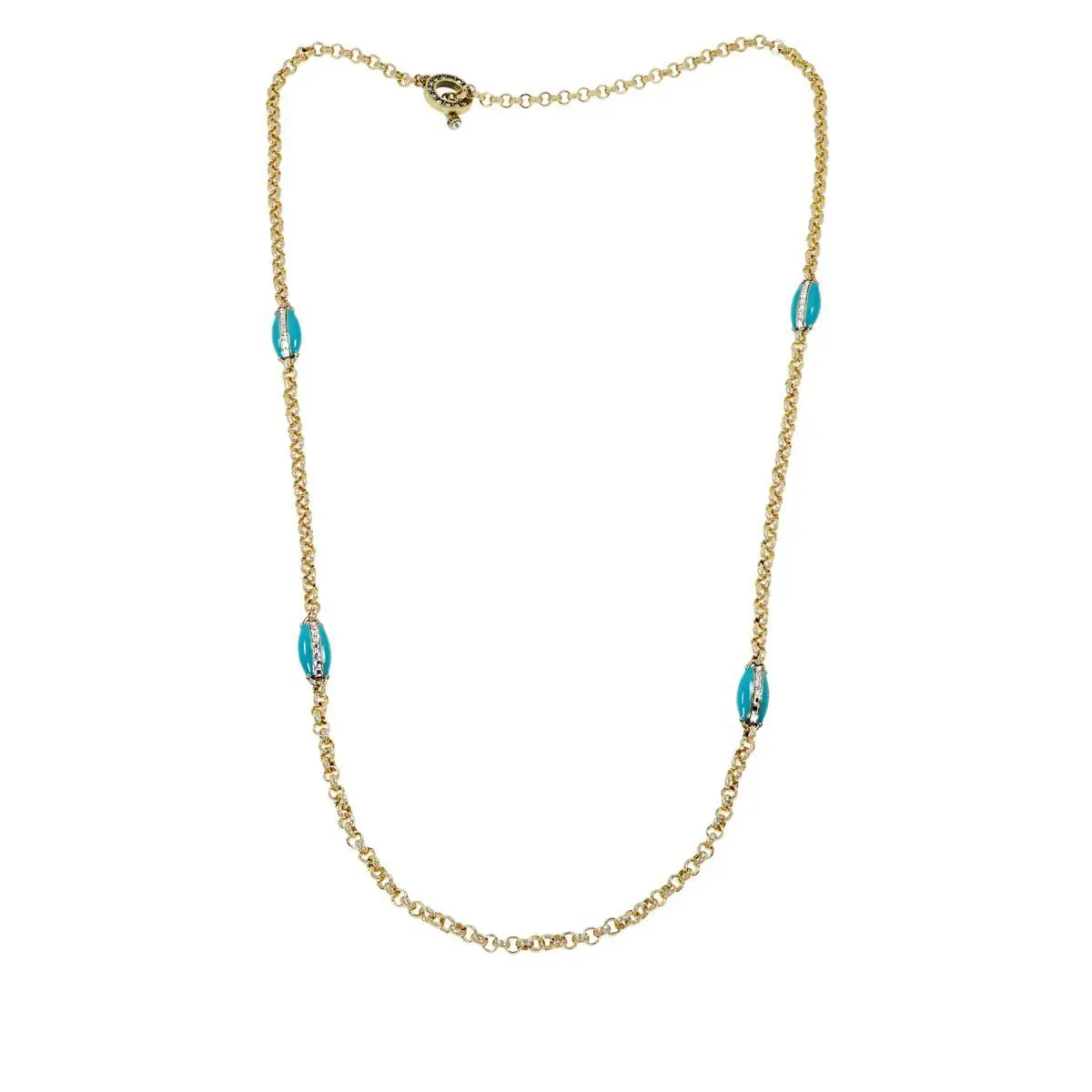 Heidi Daus Madison & 68th Turquoise Enamel and Crystal Toggle Necklace 40"