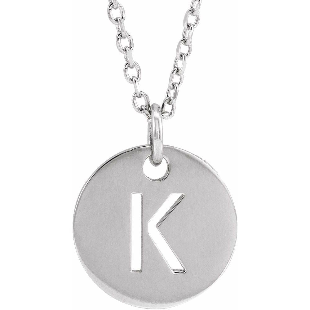 14K White Gold Initial 16-18" Necklace