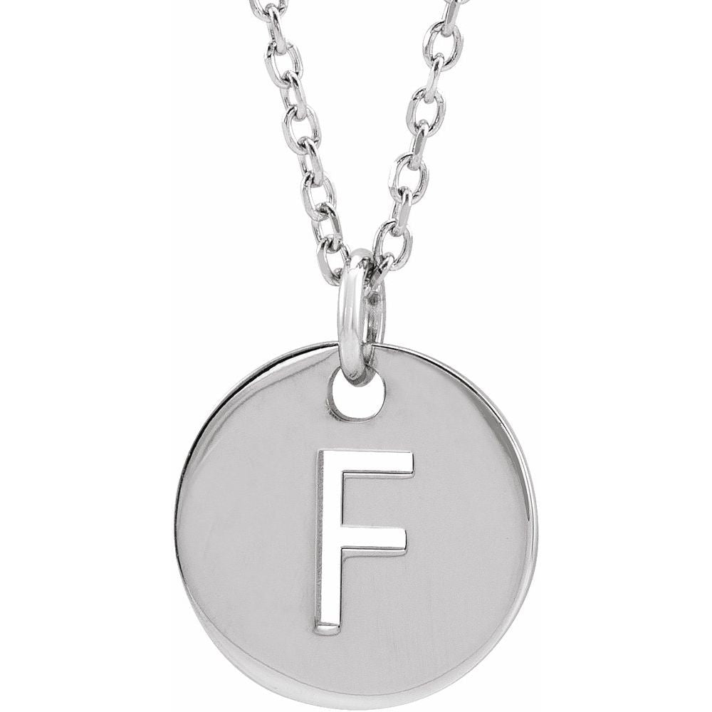 14K White Gold Initial 16-18" Necklace