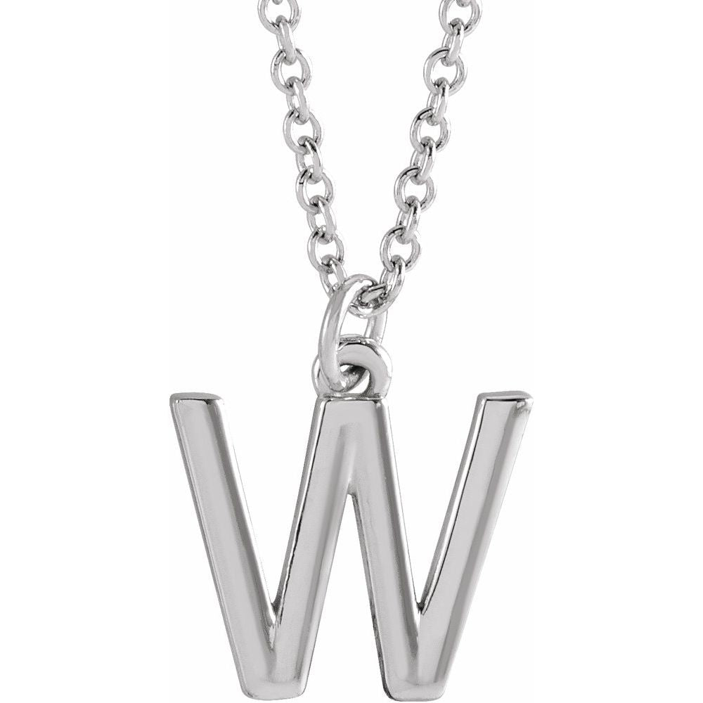 14K White Gold Initial 16" Necklace