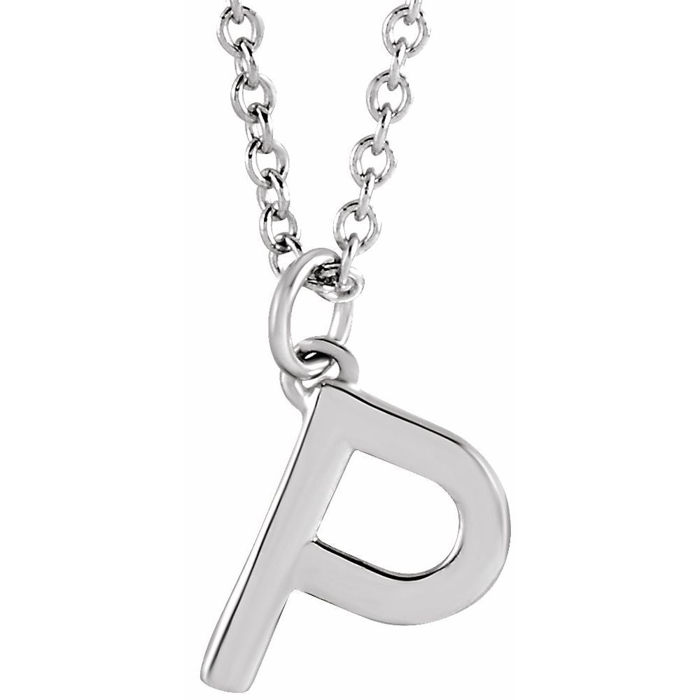 14K White Gold Initial 16" Necklace