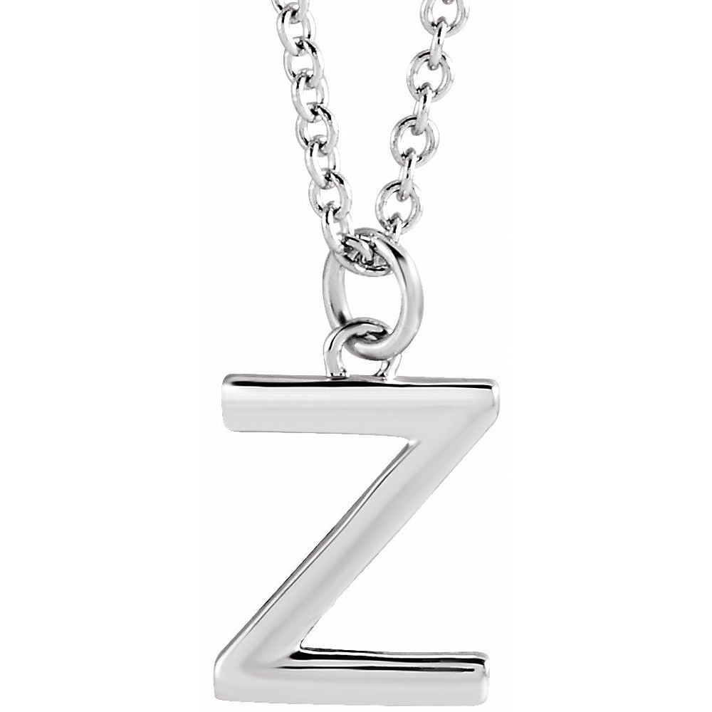 14K White Gold Initial 16" Necklace