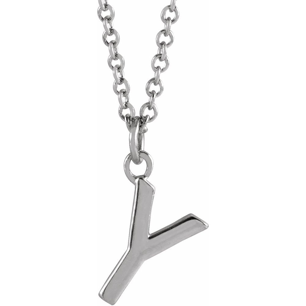 14K White Gold Initial 16" Necklace