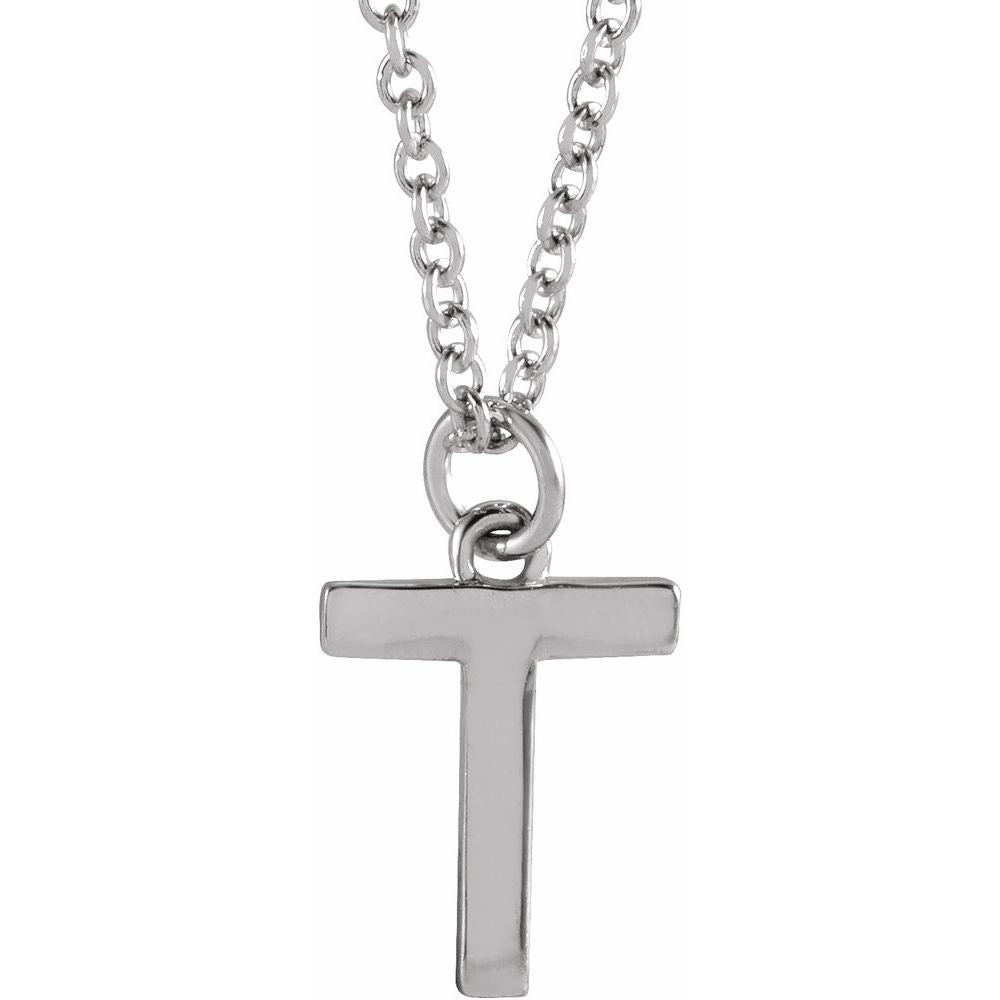 14K White Gold Initial 16" Necklace