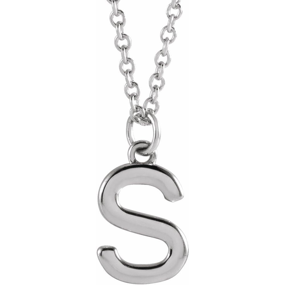 14K White Gold Initial 16" Necklace