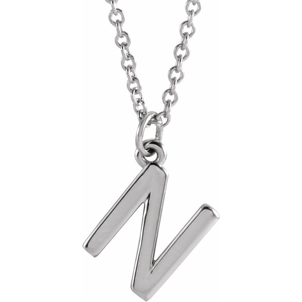 14K White Gold Initial 16" Necklace