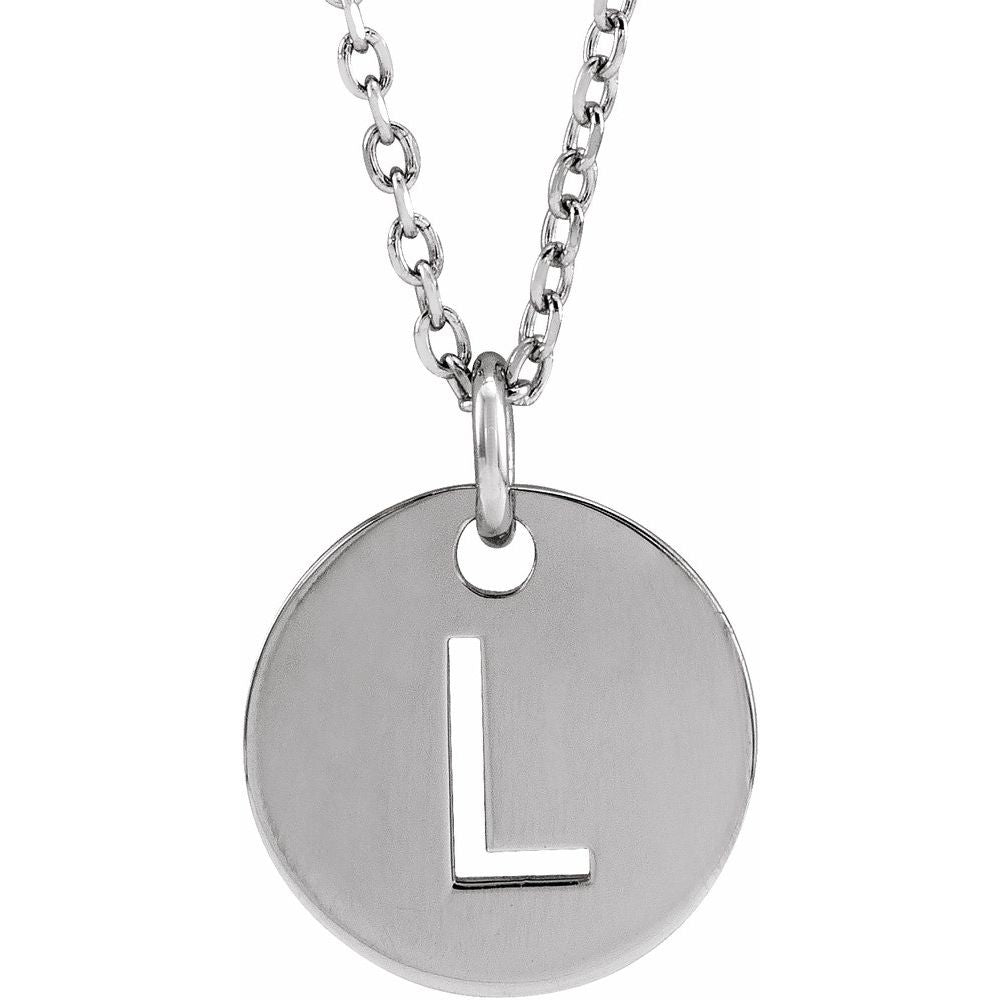 14K White Gold Initial 16-18" Necklace