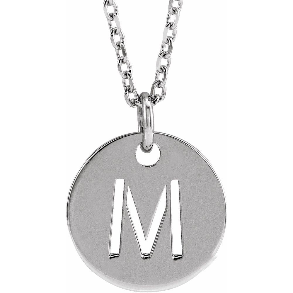 14K White Gold Initial 16-18" Necklace