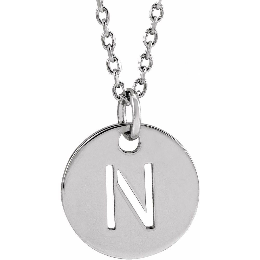 14K White Gold Initial 16-18" Necklace