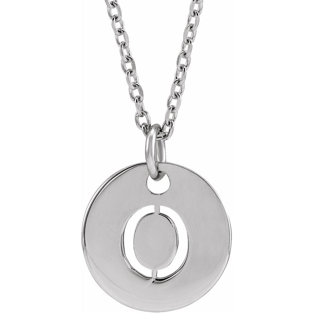 14K White Gold Initial 16-18" Necklace