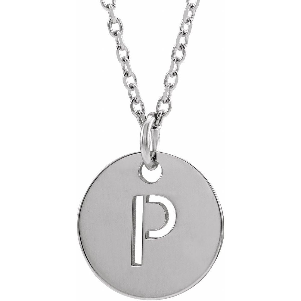 14K White Gold Initial 16-18" Necklace