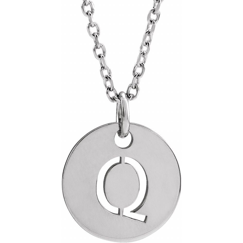 14K White Gold Initial 16-18" Necklace