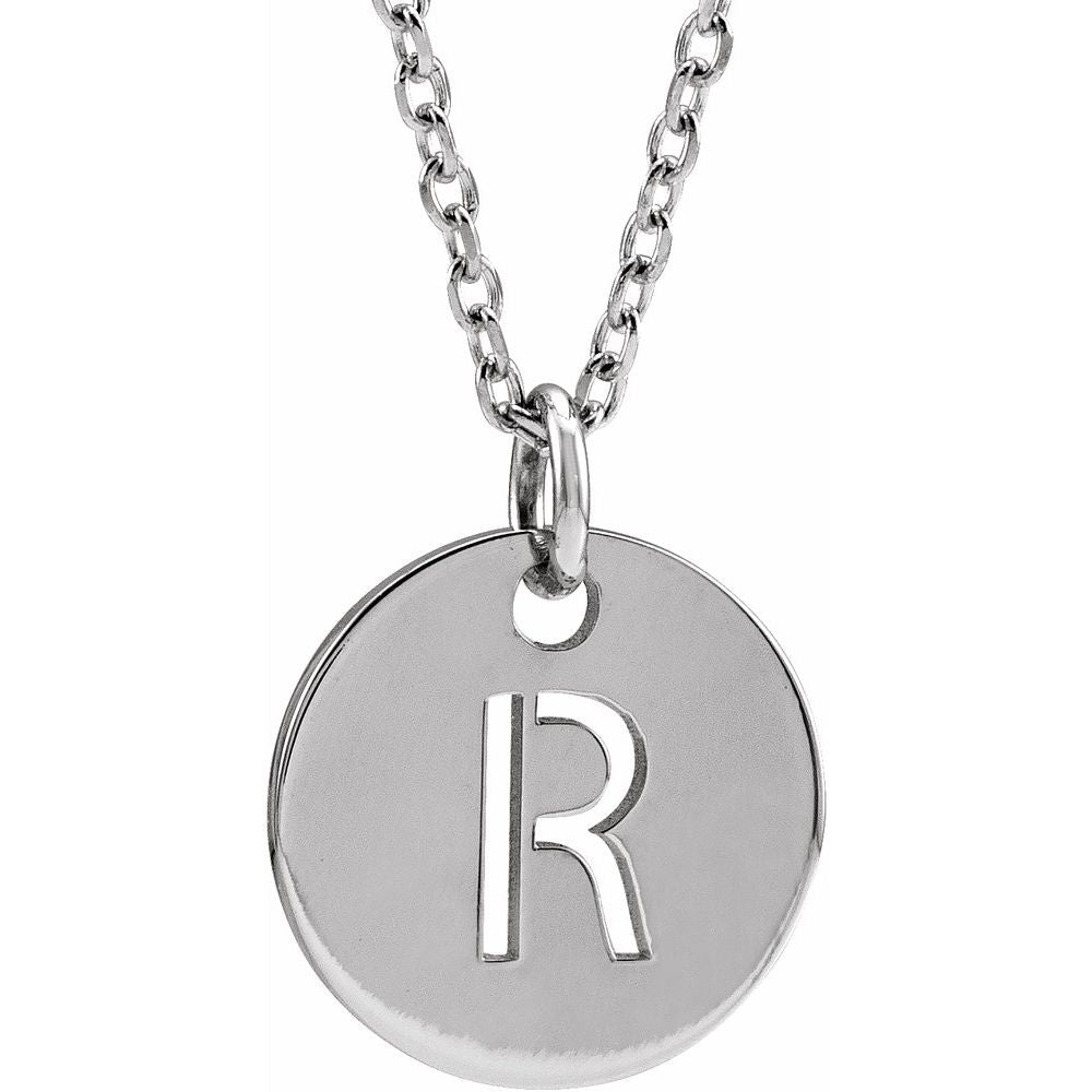 14K White Gold Initial 16-18" Necklace