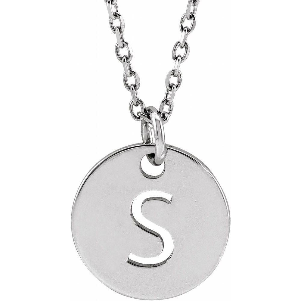 14K White Gold Initial 16-18" Necklace