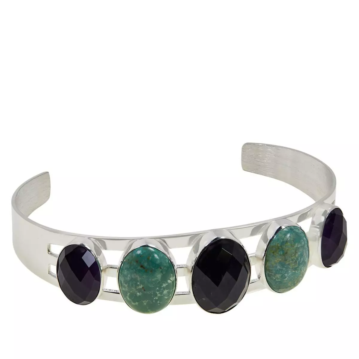 Jay King Sterling Silver Amethyst & New Red Skin Turquoise Cuff Bracelet. 6-3/4"