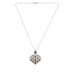 Colleen Lopez Multi Tourmaline & White Zircon Heart Pendant with Chain