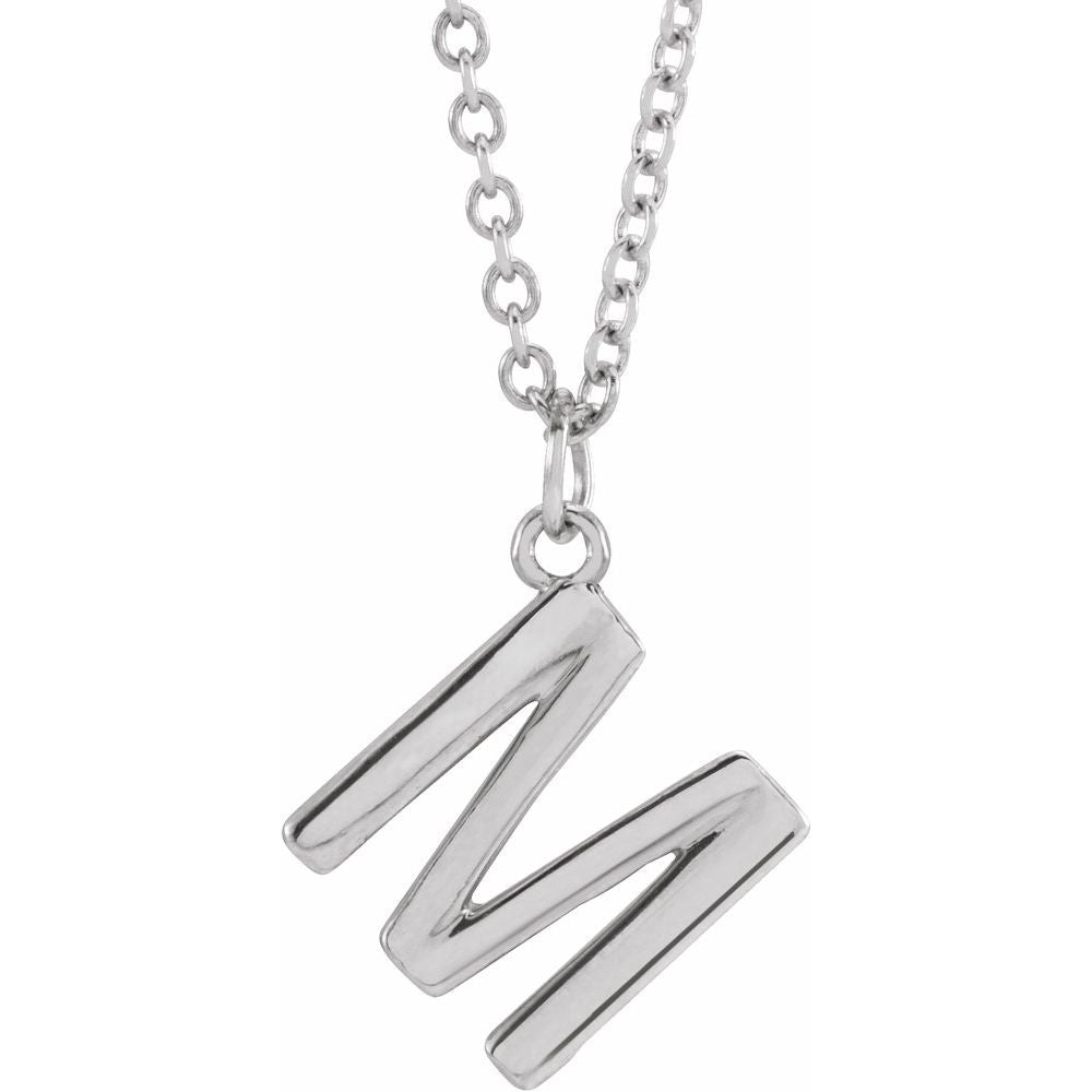 14K White Gold Initial 16" Necklace