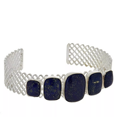 Jay King Sterling Silver 5stone Lapis Cuff Bracelet. 6-3/4"