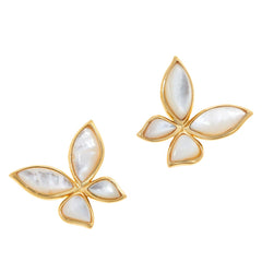 Cristina Sabatini Sterling Silver Goldclad mother-of-Pearl Mini Butterfly Earrings, 3/4"