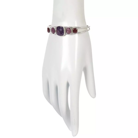 Jay King Sterling Silver Red Sapphire Cuff Bracelet 7-1/4"