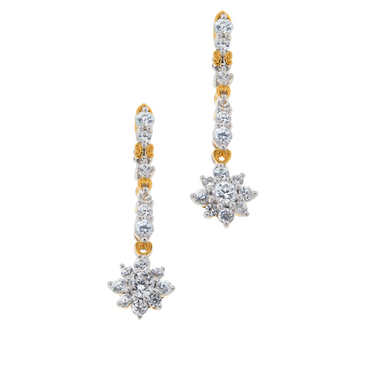 Gems by Michael White Zircon Sterling Silver & 18K Gold Accent Drop Earrings