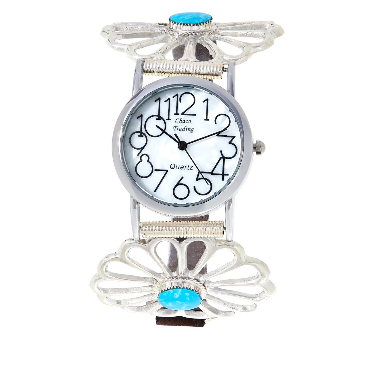 Chaco Canyon Turquoise Leather Strap Watch, 7-1/4" to 8-1/2"