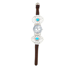 Chaco Canyon Turquoise Leather Strap Watch, 7-1/4" to 8-1/2"