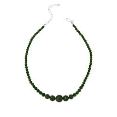 Jay King Sterling Silver Chrome Diopside Graduated Bead Necklace 18"