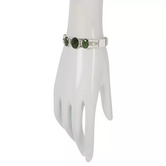 Jay King Sterling Silver Green Chrome Diopside Cuff Bracelet. 6-3/4"