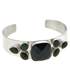 Jay King Green Nephrite Jade Sterling Silver Cuff Bracelet 7"