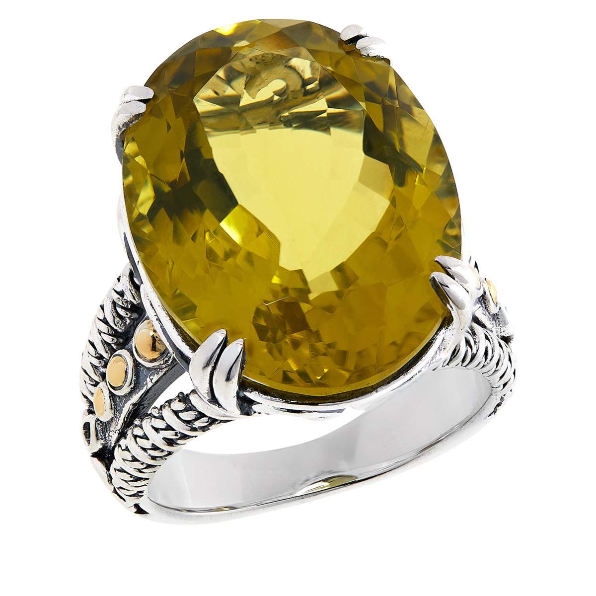 Bali RoManse Sterling Silver 15x20 Yellow Quartz Solitaire Ring Size 11