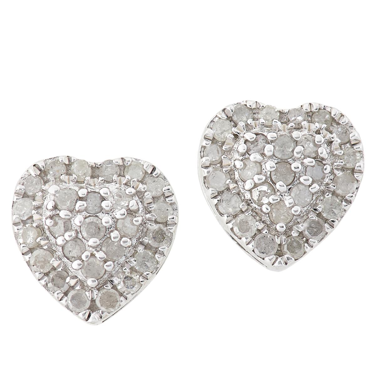 Colleen Lopez Sterling Silver Diamond Heart Stud Earrings