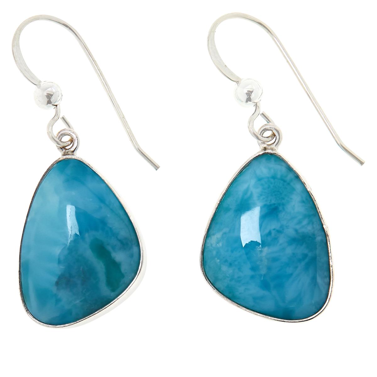 Jay King Blue Larimar Sterling Silver Drop Earrings 1-1/4"