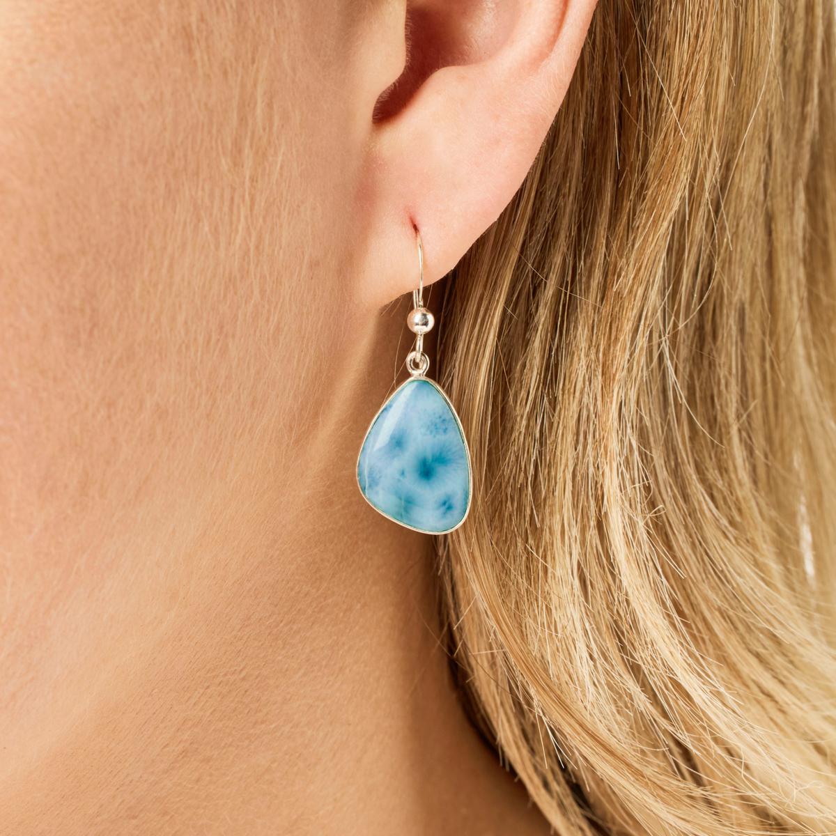 Jay King Blue Larimar Sterling Silver Drop Earrings 1-1/4"