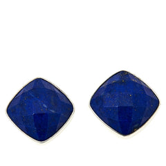 Jay King Sterling Silver Faceted Lapis Square Stud Sterling Silver Earrings