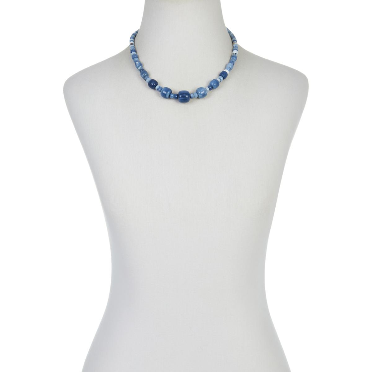 Jay King Sterling Silver Blue Opal Beaded Necklace 18" HSN $138