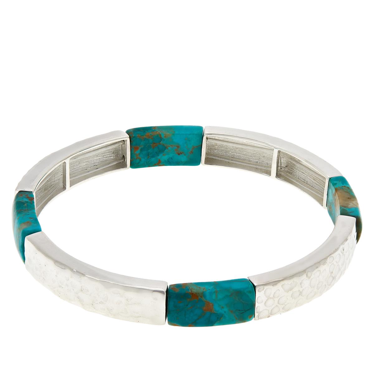 Jay King Angel Peaks Turquoise & Sterling Silver Stretch Bracelet 7"