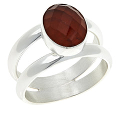 Jay King Oval Faceted Hessonite Split Shank Sterling Silver Ring Size 6