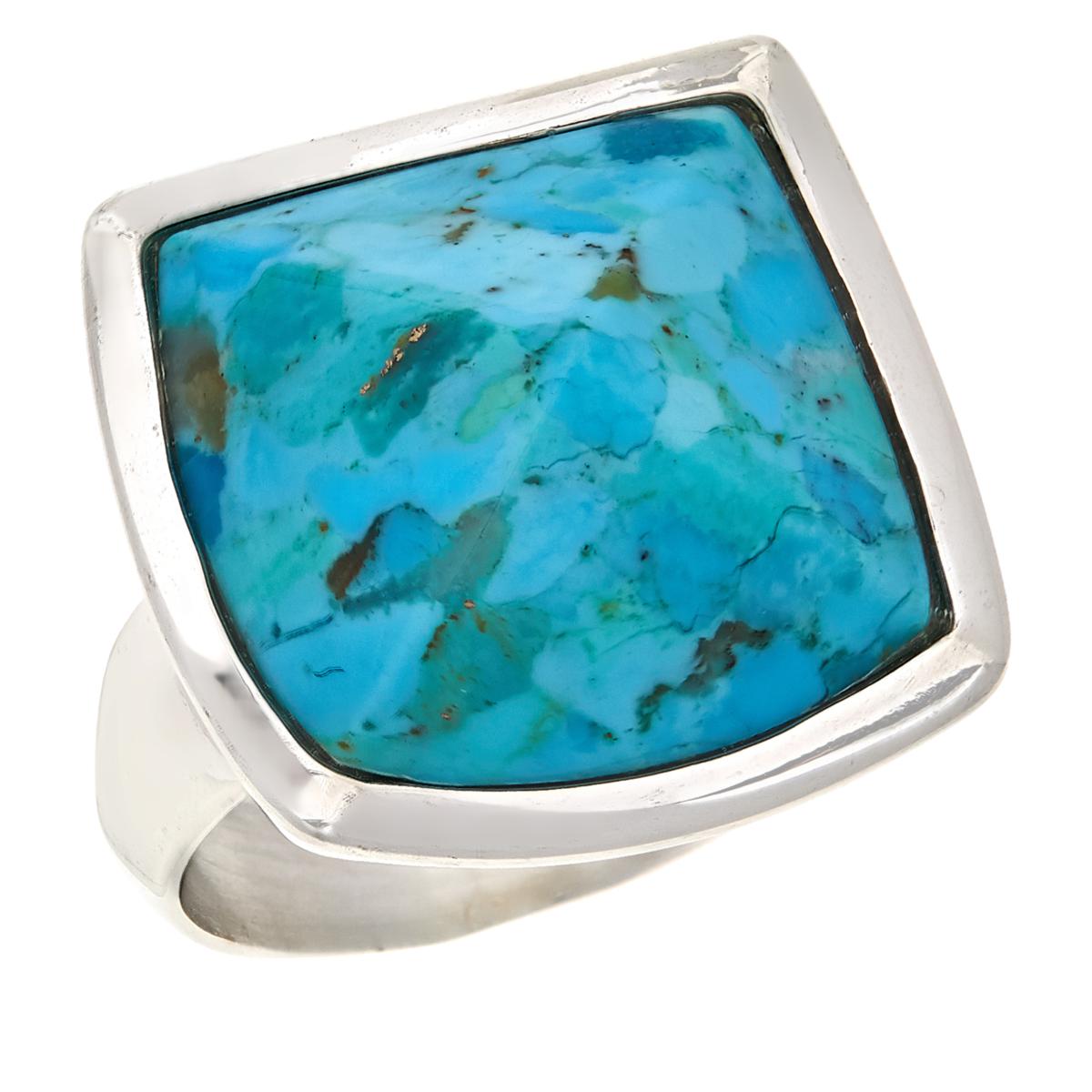 Jay King Sterling Silver Custom Cut Turquoise Ring Size 9