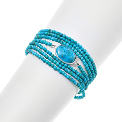 Jay King Sterling Silver Turquoise 7-Strand Layered Magnetic Bracelet, 6-3/4"