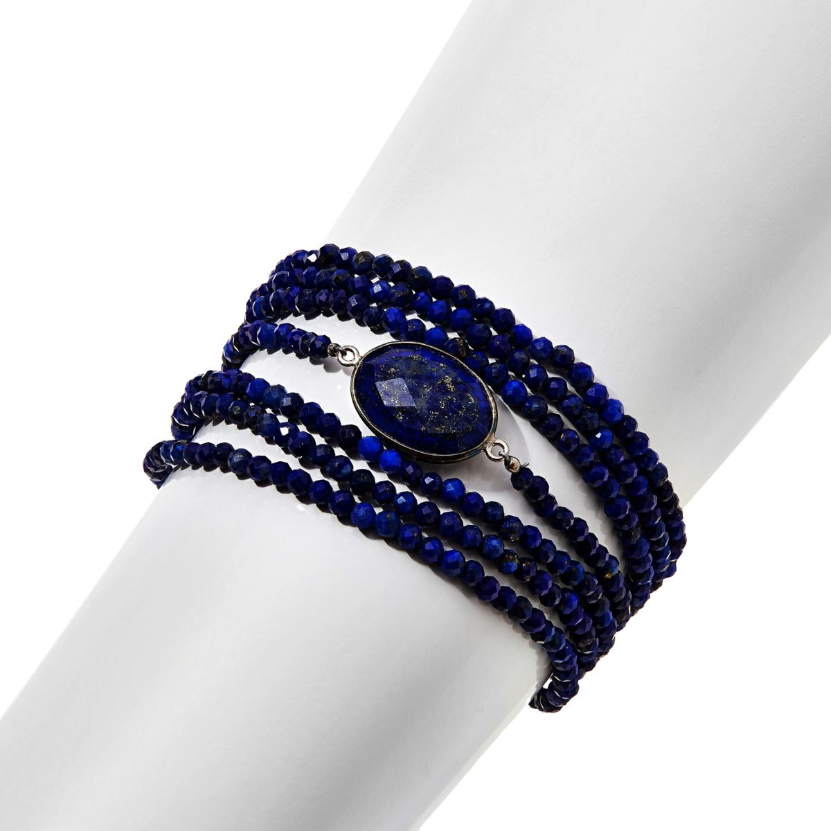 Jay King Sterling Silver Lapis 7-Strand Layered Magnetic Bracelet, 6"