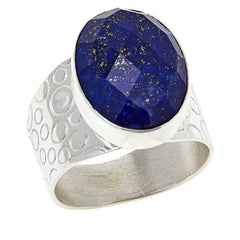 Jay King Faceted Blue Lapis Sterling Silver Cocktail Ring Size 8