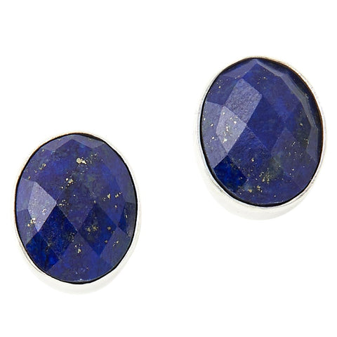 Jay King Blue Lapis Sterling Silver Oval Stud Earrings