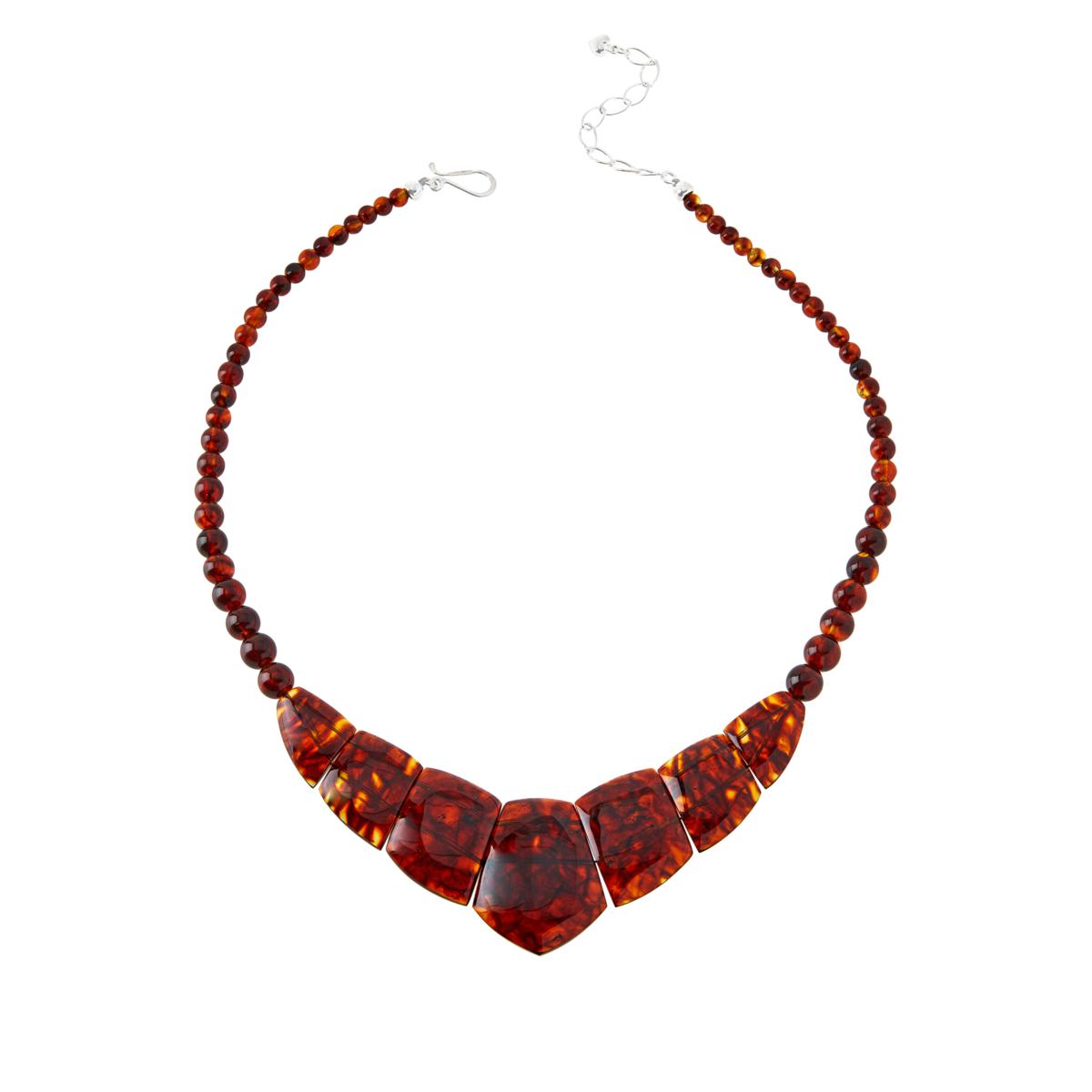 Jay King Sterling Silver Multicolor Amber Statement Necklace 18"