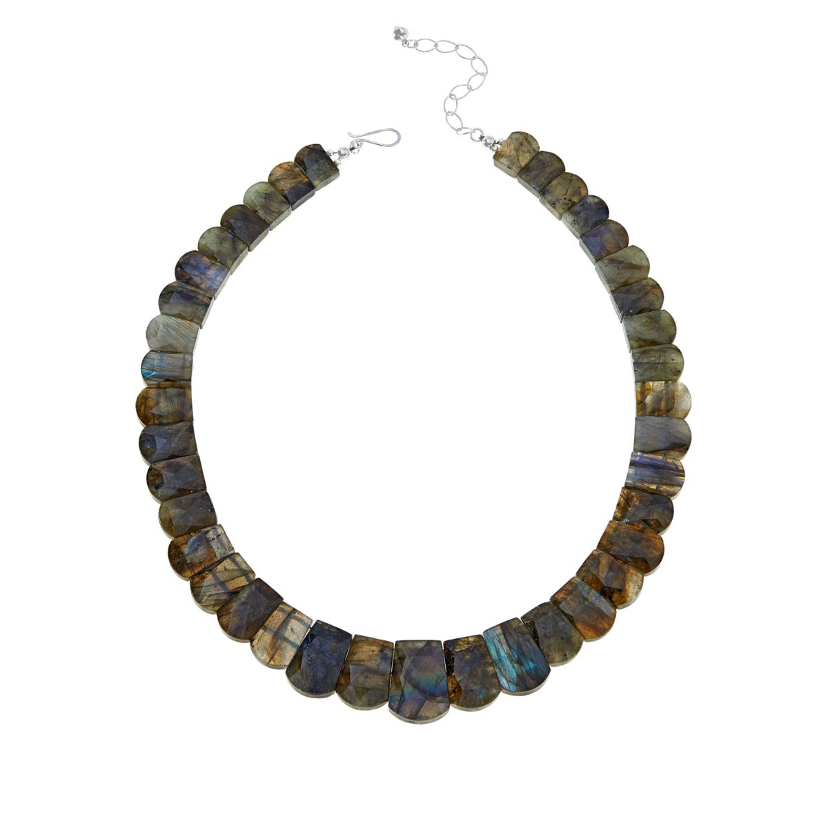 Jay King Sterling Silver Multicolor Labradorite Bib Beaded Necklace 18"