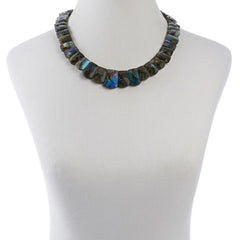 Jay King Sterling Silver Multicolor Labradorite Bib Beaded Necklace 18"