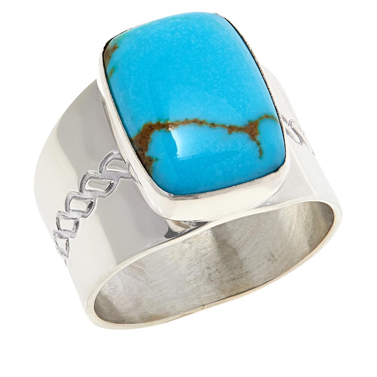 Jay King Gold Matrix Turquoise Sterling Silver Band Ring Size 7