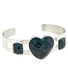 Jay King Sterling Silver Teal Apatite Heart Cuff Bracelet, 6-3/4"