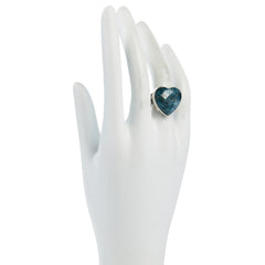 Jay King Faceted Teal Apatite Heart Cut Sterling Silver Cocktail Ring Size 6